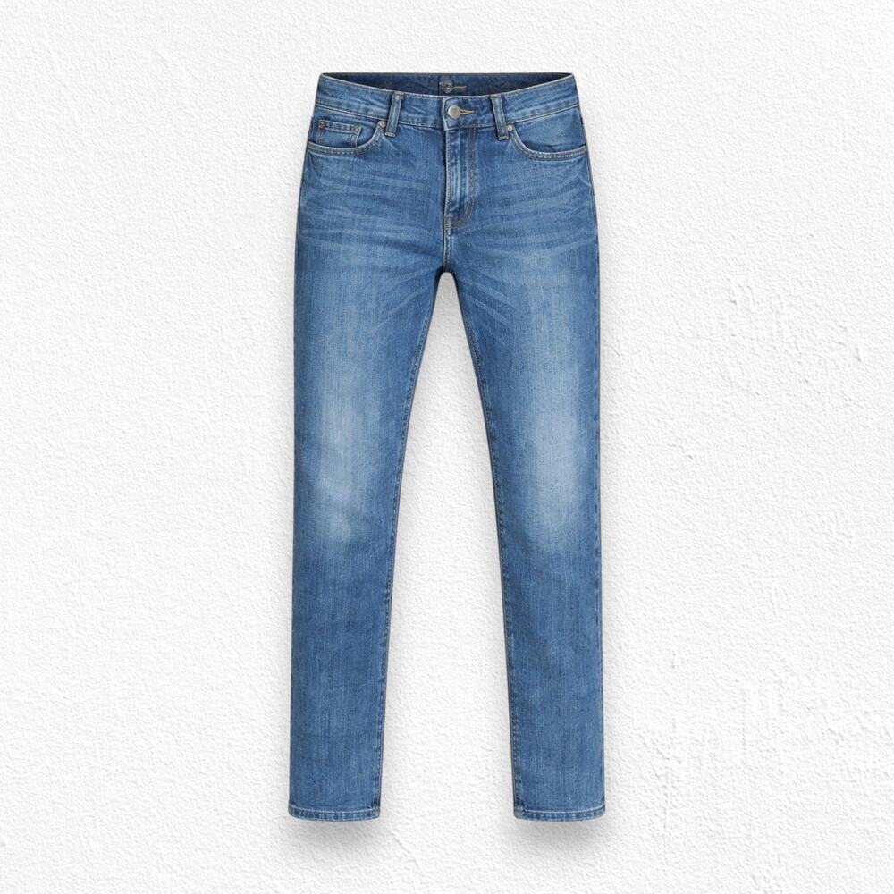 7FAM Medium Wash Mid Rise Tapered Skinny Jeans Youth 7 for all mankind Size 14